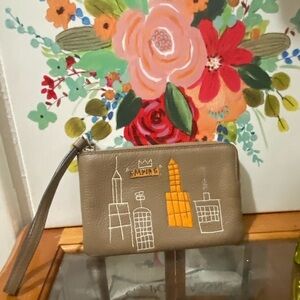 Coach X Jean Michel Basquiat Corner Zip Wristlet Leather New York Empire